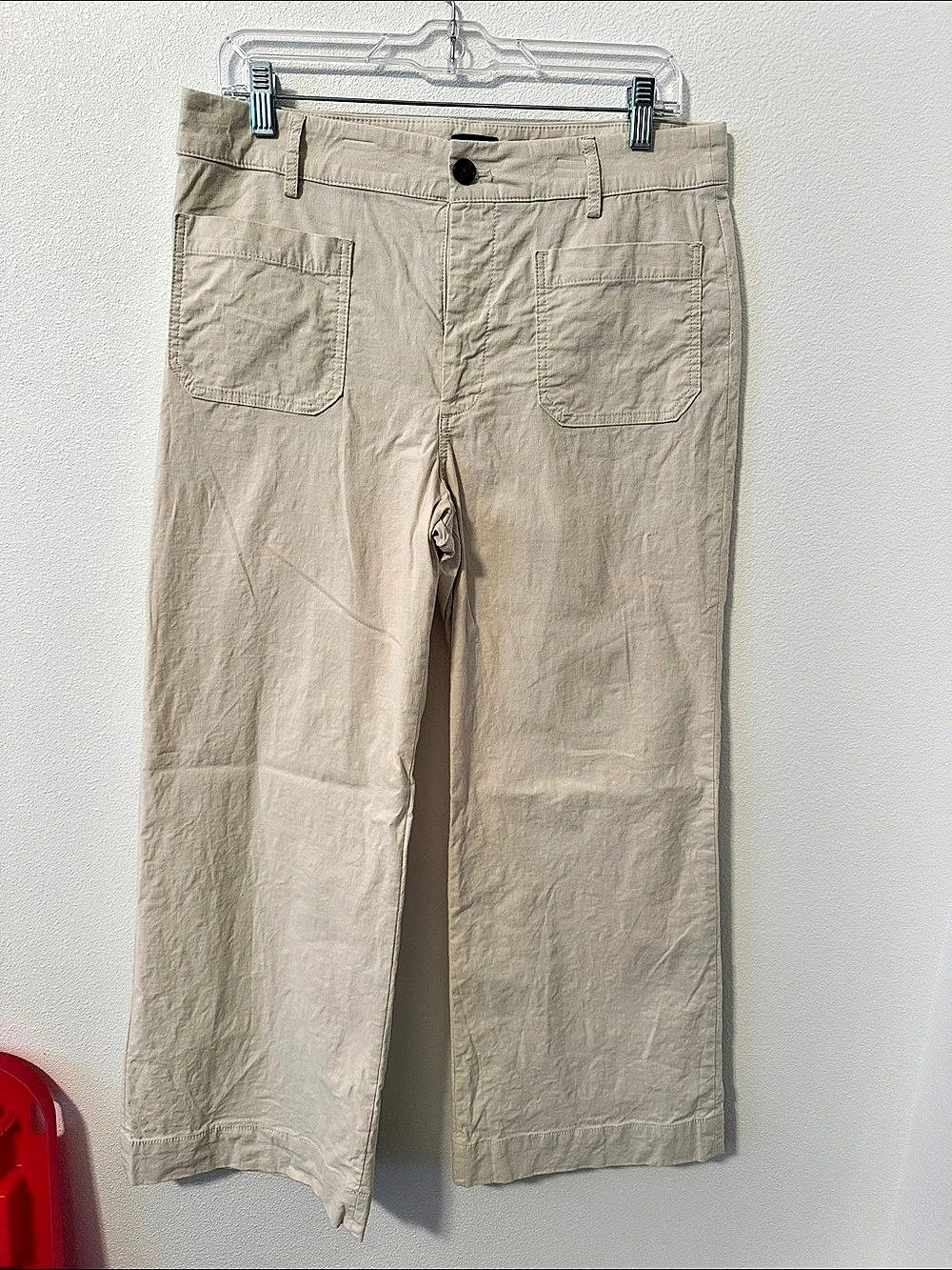 J.CREW Drapey Viscose-Blend Twill Pant Straight Leg Beige Waist 30P